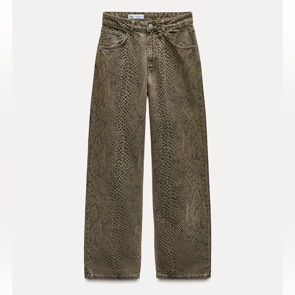 Zara Brown Snakeskin Pattern Trousers